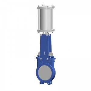 Pneumatic actuator knife gate valve